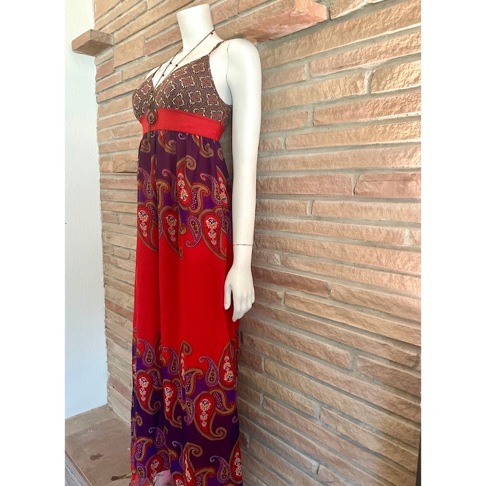 Forever 21 Boho Maxi Dress Red Purple Paisley - Picture 2 of 7